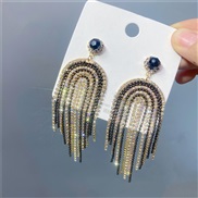 ( Black )D claw chain multilayer fully-jewelled tassel earrings diamond long style temperament earring