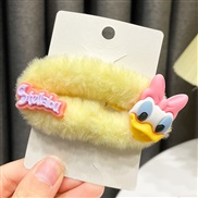 (  yellow)lovely velvet circle cartoon woman hair clip head