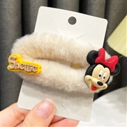 (  rice white)lovely velvet circle cartoon woman hair clip head