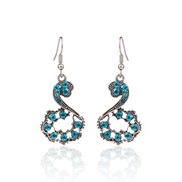 (E  Lake Blue )occidental style personality textured hollow long style arring diamond Alloy earrings