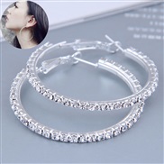 40mm Korean style fashion conciseOL fully-jewelled big circle high quality temperament ear stud buckle circle