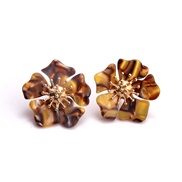 ( Yellow brown )occidental style ethylic acid retro Acrylic arring Alloy flowers leopard earrings personality exaggerati