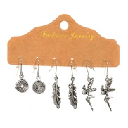 (HQEF ) set earrings Alloy Rhinestone feather enamel Round drop wings Wood retro travel earring ear stud