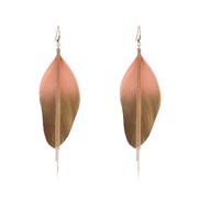 ( Pink)occidental style personality gold colorful sequin feather earrings long style chain eaf stage