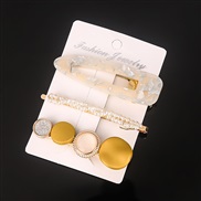 ( yellowSuit ) occidental style Word woman retro Pearl crystal bag hair clip set