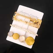 ( yellowgold Suit ) occidental style Word woman retro Pearl crystal bag hair clip set