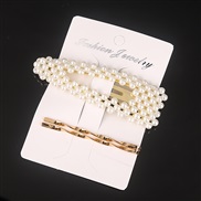 (Pearl Suit ) occidental style Word woman retro Pearl crystal bag hair clip set