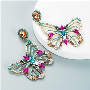 (color )earring  occidental style personality hollow color butterfly earrings fashion temperament banquet ear stud