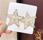 silver  Korean style fashion sweetO  samll exaggerating transparent Five-pointed star Pearl personality temperam
