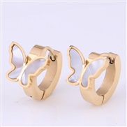 fine Korean style fashion concise sweetOL concise butterfly personality titanium steel woman ear stud buckle
