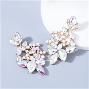 (AB color)occidental style trend Alloy diamond glass diamond embed Pearl geometry earrings woman arringearrings