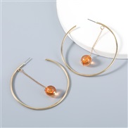 ( orange) fashion Alloy Round resin earring occidental style earrings woman fashion trend Earring