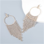 ( Gold)occidental style claw chain series Alloy diamond Rhinestone Round tassel earrings woman fashion style exaggeratin