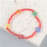 ( red)occidental style summer day fashion beads flowers bracelet woman trend small fresh Street Snap