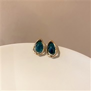 ( Silver needle blue)silver drop resin samll lovely ear stud Korea retro earrings temperament brief Earring