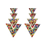 ( Color)geometry triangle earring ear stud lady earrings Metal mosaic Rhinestone occidental style personality