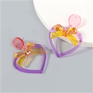 (yellow )occidental style exaggerating resin bow heart-shaped earring earrings womanins wind trend personality arringear