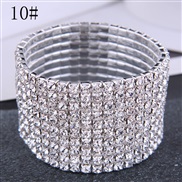 (10 row ) Korean style fashion sweet Metal mosaic Rhinestone bride accessories elasticity woman personality bracelet