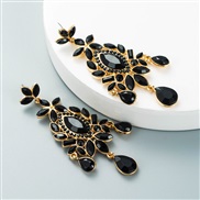 ( black)occidental style fashion trend Alloy color Rhinestone diamond earrings woman all-Purpose long style tassel penda