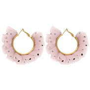 ( Pink)isn style Chiffon flower earrings woman  sweet woman multilayer circle super