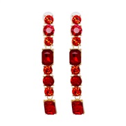 ( red)occidental style personality creative geometry Round color diamond woman ear stud