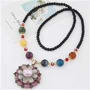 Korean style fashion Metal mosaic accessories petal pendant long style ornament necklace  sweater chain