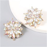 ( white)occidental style fashion Alloy diamond Rhinestone geometry flowers earrings woman trend Earringearrings