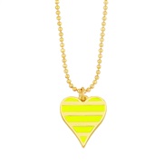( yellow)occidental style brief love enamel heart-shaped necklace clavicle chain woman Stripe love pendantnky