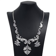 ( anti silver)retro personality flowers necklace woman  occidental style fashion all-Purpose fine sweater necklace head