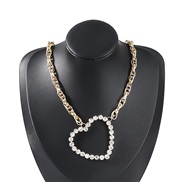 ( Gold)occidental style fashion Alloy diamond Rhinestone heart-shaped pendant necklace woman Korea Street Snap sweater