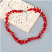 ( red)Korea big creative Alloy resin Irregular necklace woman occidental style Bohemia trend clavicle chain