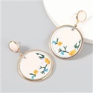( white)fashion Chinese style flowers Artificial Alloy Round earrings woman occidental style Earring