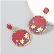 ( red)fashion Chinese style flowers Artificial Alloy Round earrings woman occidental style arring