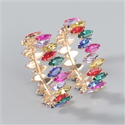 ( Color)occidental style trend colorful diamond series Alloy diamond glass diamond circle earrings woman super arring