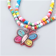 occidental style Alloy resin flowers pendant Double layer necklace woman Bohemia retronecklace
