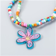 occidental style Alloy resin flowers pendant Double layer necklace woman Bohemia retronecklace