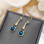 (E ) fashion elegant blue crystal earrings woman  long style tassel Drop-type earring
