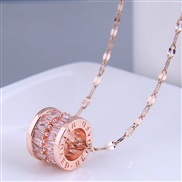 Korean style fashion sweetOL concise bronze embed Zirconium samll temperament personality necklace