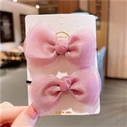 (   Pink)bow circle pure color children rope Korean head leather brief head lovely
