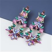 (purple)fashion colorful diamond series Alloy diamond Rhinestone tree flowers geometry earrings woman occidental style e