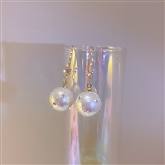 ( Gold)Korea big personality Pearl diamond earrings temperament woman
