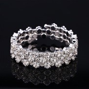 ( Silver) multilayer twining  bride all-Purpose diamond fully-jewelled elasticity bangle crystal bracelet woman