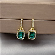 silver adies wind gem fully-jewelled earrings personality temperament all-Purpose earring square arring