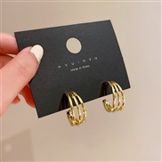 ( Silver needle Gold)silver Korea wind Metal multilayer earrings circle temperament Earring woman