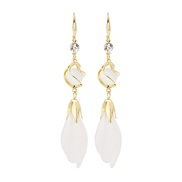 (E  )silver long style cat petal tassel earrings  all-Purpose fashion small fresh all-Purpose earring