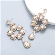 ( Gold)ins occidental style glass diamond diamond flowers earring Alloy earrings woman Earringearrings