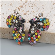 ( Color)Korea personalityins Alloy diamond Acrylic butterfly earrings woman lovely ear stud