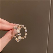 ( Silver needle.cm) gold silver diamond Opal circle earrings Koreains arring woman