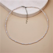 ( white)occidental style Bohemian style color crystal necklace woman handmade beads clavicle chain color gem