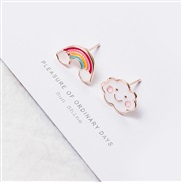 (  color )Korean style color retention enamel cartoon earrings  animal fruits ear stud  earrings samll girl student